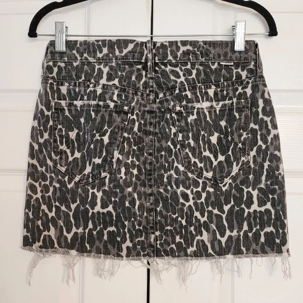 MOTHER Black and White Animal Print Skirt
